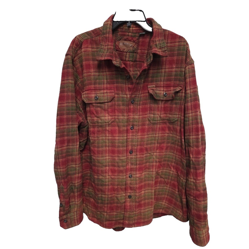 Orvis Men's XXL Plaid Heavy Flannel‎ Shirt Long Sleeve Button Outdoors Shacket